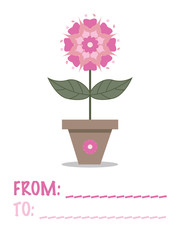 Floral postcard template in flat style.