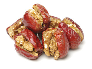 Jujube walnut on white background