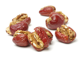 Jujube walnut on white background