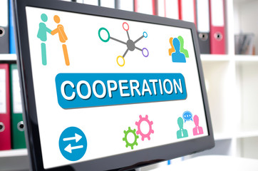 Cooperation concept on a computer screen