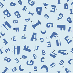 Seamless pattern with colorful letters. Vector background with alphabet for fabric, banner, wrapping paper, bed linen, wallpaper. Doodle pattern with letters.
