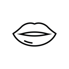 Black line icon for lips kissing 