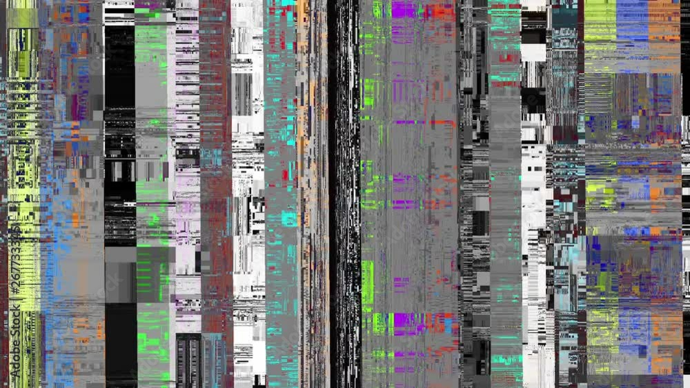 Poster Abstract fast flickering texture with artifacts codec. Looping video interference footage. Imitation of a Datamoshing video.