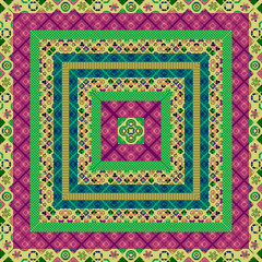 Seamless patchwork square retro colors pattern