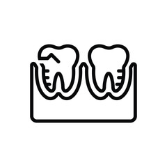 Black line icon for molar silhouette 