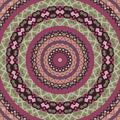 Seamless patchwork circle round mandala pattern background