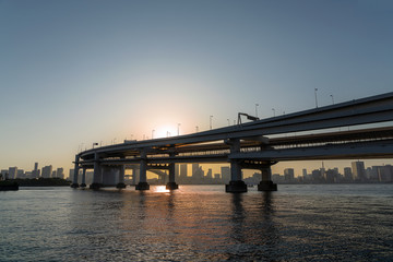 お台場　レンボーブリッジ　夕暮れ