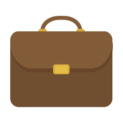 Brown briefcase with golden lock vector icon