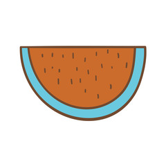 Drawn icon of a colorful slice of watermelon