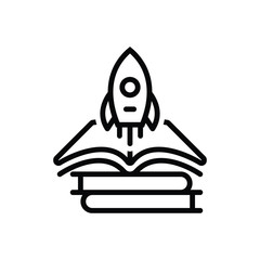 Black line icon for knowledge growth