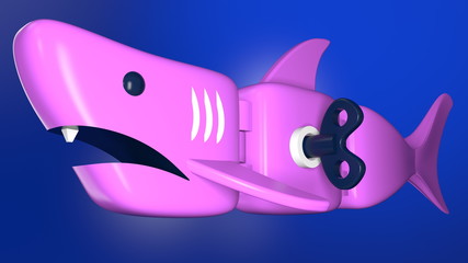 Fototapeta premium illustration of toy shark made of plastic, 3d rendering