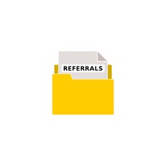 Referrals Concept on Folder Register icon logo