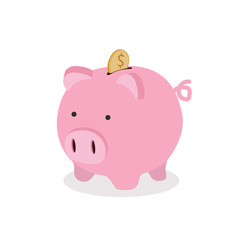 Piggy bank with coin vector Icon