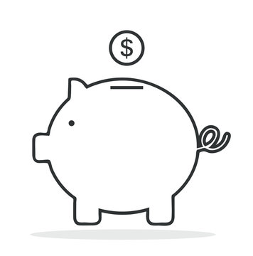 Piggy Bank Outline Vector Icon