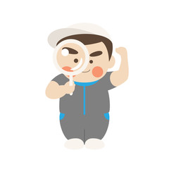 少年キャラクター虫眼鏡