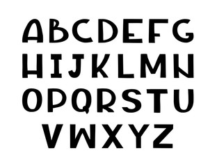 Hand drawn art font. Black alphabet isolated on white background. Letters for your design, for monograms, initials, logotypes. . Vector font set.