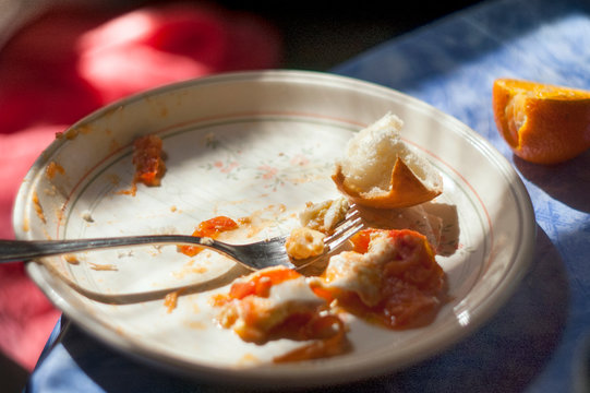 Unfinished Breakfast On A Plate,