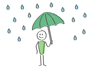 Stick Figure - man with umbrella protection