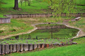 Old pond in Tsaritsyno park in Moscow