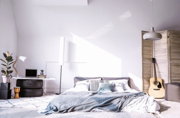 Fototapeta na wymiar Interior of light modern bedroom