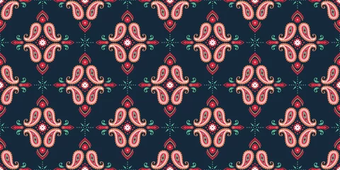 Foto op Canvas Seamless pattern based on ornament paisley Bandana Print. Vector ornament paisley Bandana Print. Silk neck scarf or kerchief square pattern design style, best motive for print on fabric or papper. © sanyal