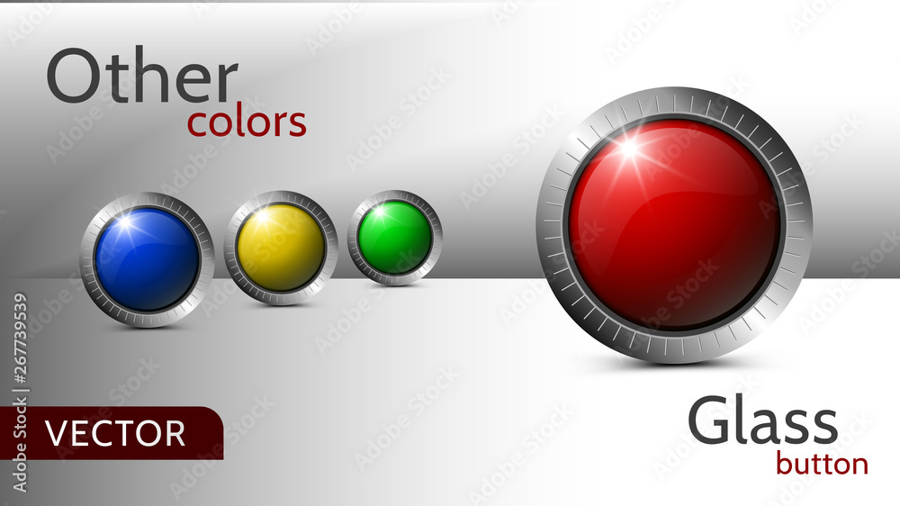 Poster Set of vector buttons for web design. Multi-colored buttons for the design of app and games.