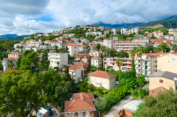 Fototapeta na wymiar View of Herceg Novi from fortress wall of Forte Mare, Montenegro
