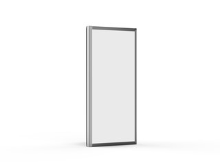 aluminum triangular booth display tower, 3 sided display stand rack fabric advertising system for trade show, 3d illustration