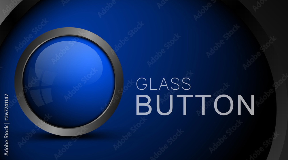 Poster Empty glass button template for icons. Vector element for web design.