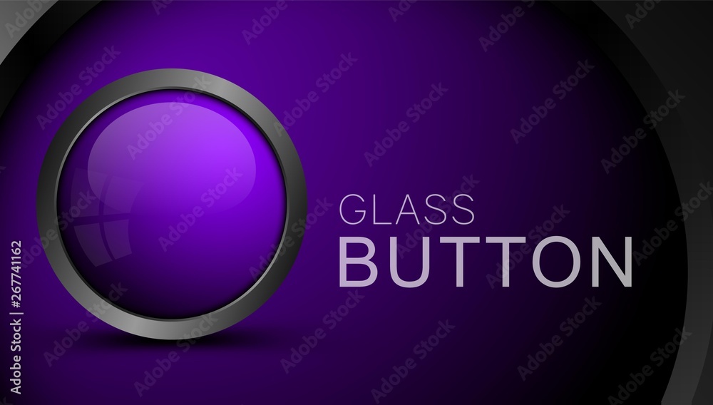 Poster Glass purple blank button for web design. Button for the interface of apps and games.