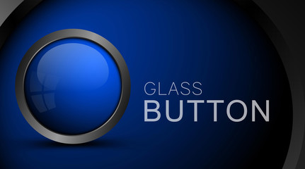Empty glass button template for icons. Vector element for web design.