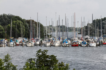 Fototapeta na wymiar Several sailing ships in a harbour
