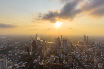 High view of high building in the city sunset time