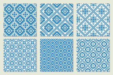 Ethnic nordic patterns set collection Vector illustration.