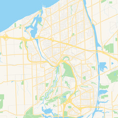 Empty vector map of St. Catharines, Ontario, Canada