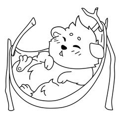 Funny cavy on a hammock with closed eyes - emoticons icon sleep, Sleeping Emoji.