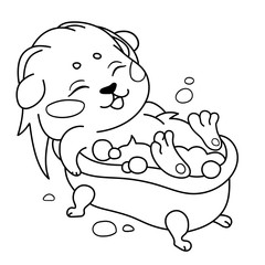 Funny cavy is bathed in a bath with foam - emoticon relaxation, holiday emoji.
