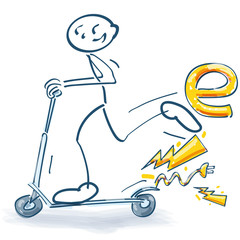 Strichmännchen mit einem elektrischen Roller