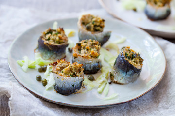 Stuffed sardine fillets