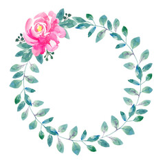Roses wreath. Watercolor illustration. Wedding design element