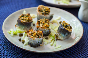 Stuffed sardine fillets