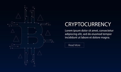 Bitcoin crypto currency background and website header design.