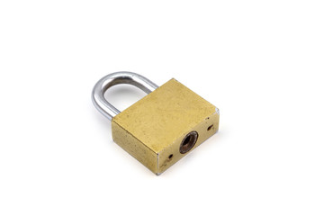 Old Padlock isolated on white