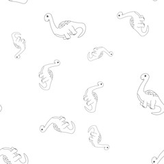 Dinosaur brachiosaurus contour seamless pattern