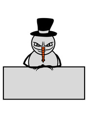 schneemann schild rahmen name schreiben fläche cool böse winter weihnachten kalt schnee basteln bauen schneeball spaß spielen comic cartoon lustig clipart