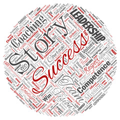 Vector conceptual business leadership strategy, management value round circle red word cloud isolated background. Collage of success, achievement, responsibility, intelligence authority or competence