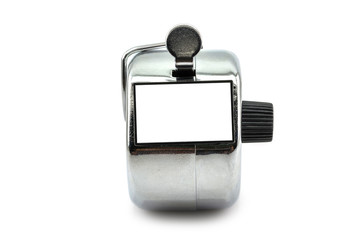 Hand tally counter isolated on white