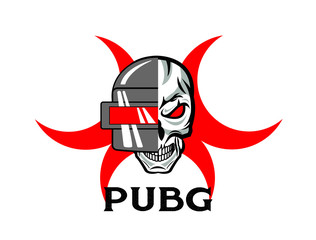 Fototapeta premium PUBG - PlayerUnknowns Battlegrounds Game. Vector helmet from Playerunknown's Battleground. Cartoon illustration