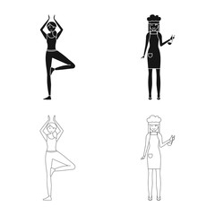 Vector design of posture and mood logo. Collection of posture and female vector icon for stock.