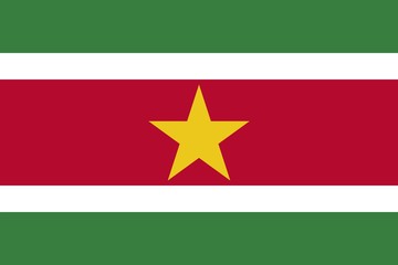 Flag Of Suriname. Ratios and colors are observed.